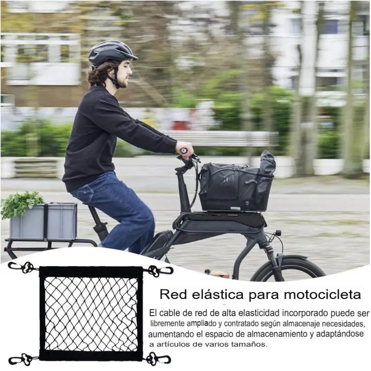 Red carga motocicleta accesorio poliéster alta elasticidad 4 ganchos ajustables giratoria 360