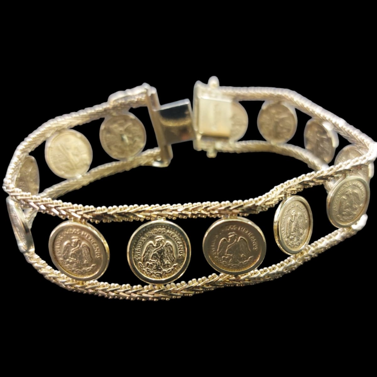 Pulsera Boleada Escudo Mexicano Oro 14k Joyeria M De Leon
