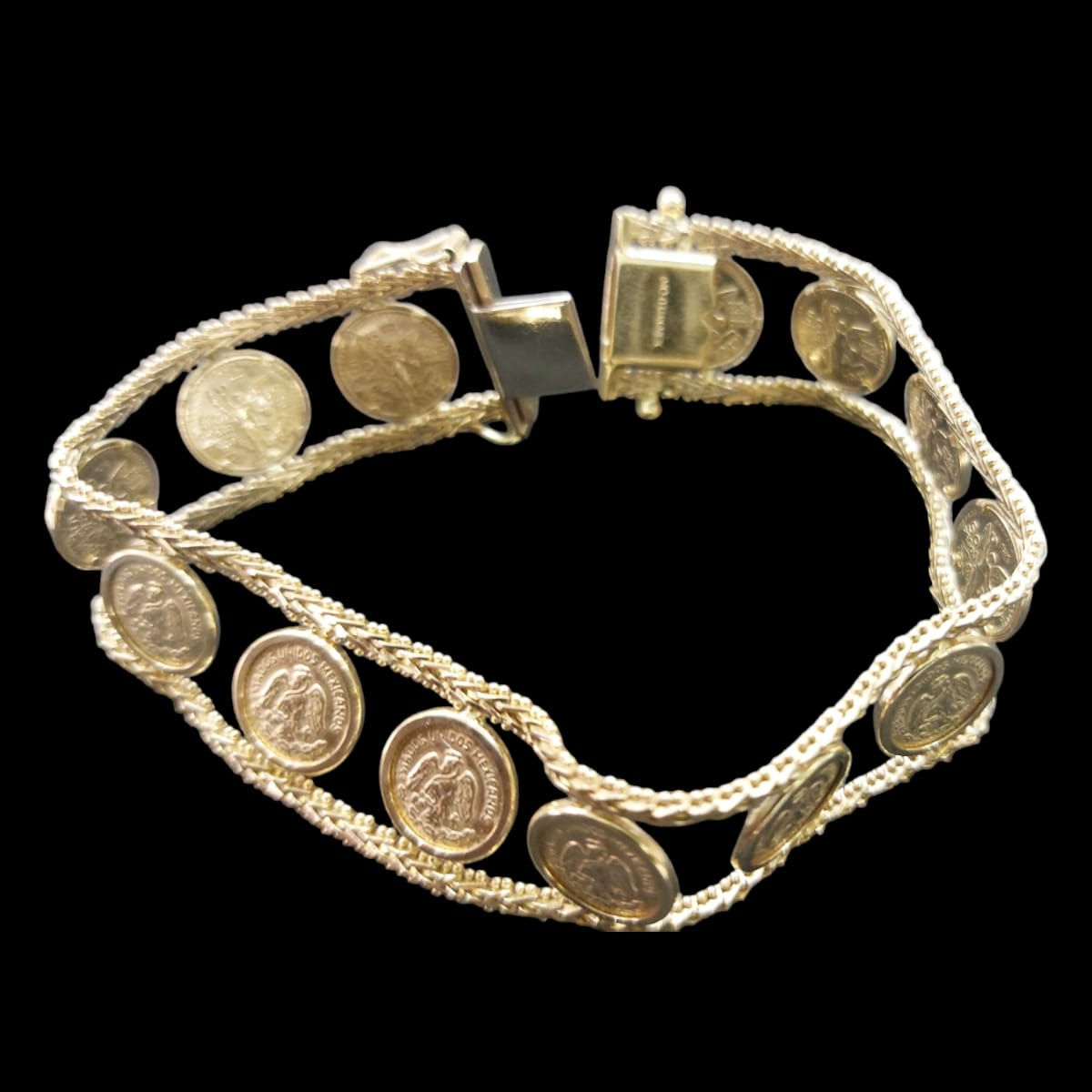 Pulsera Boleada Escudo Mexicano Oro 14k Joyeria M De Leon