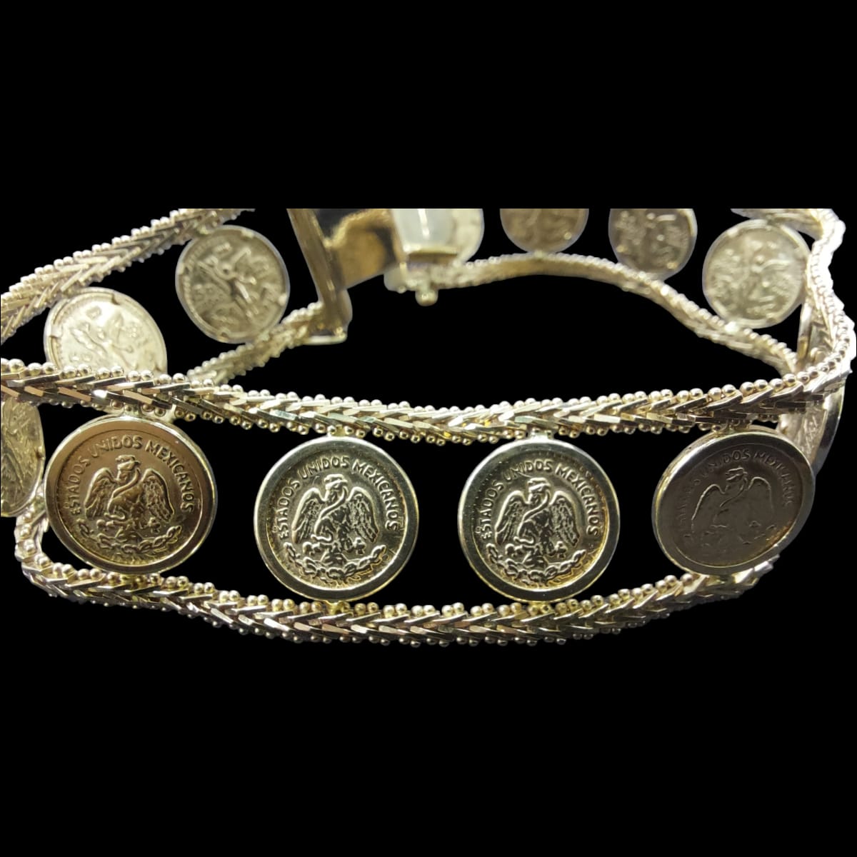 Pulsera Boleada Escudo Mexicano Oro 14k Joyeria M De Leon