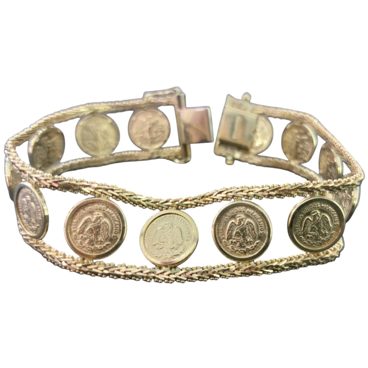 Pulsera Boleada Escudo Mexicano Oro 14k Joyeria M De Leon