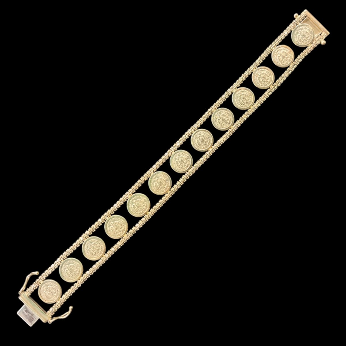 Pulsera Boleada Escudo Mexicano Oro 14k Joyeria M De Leon
