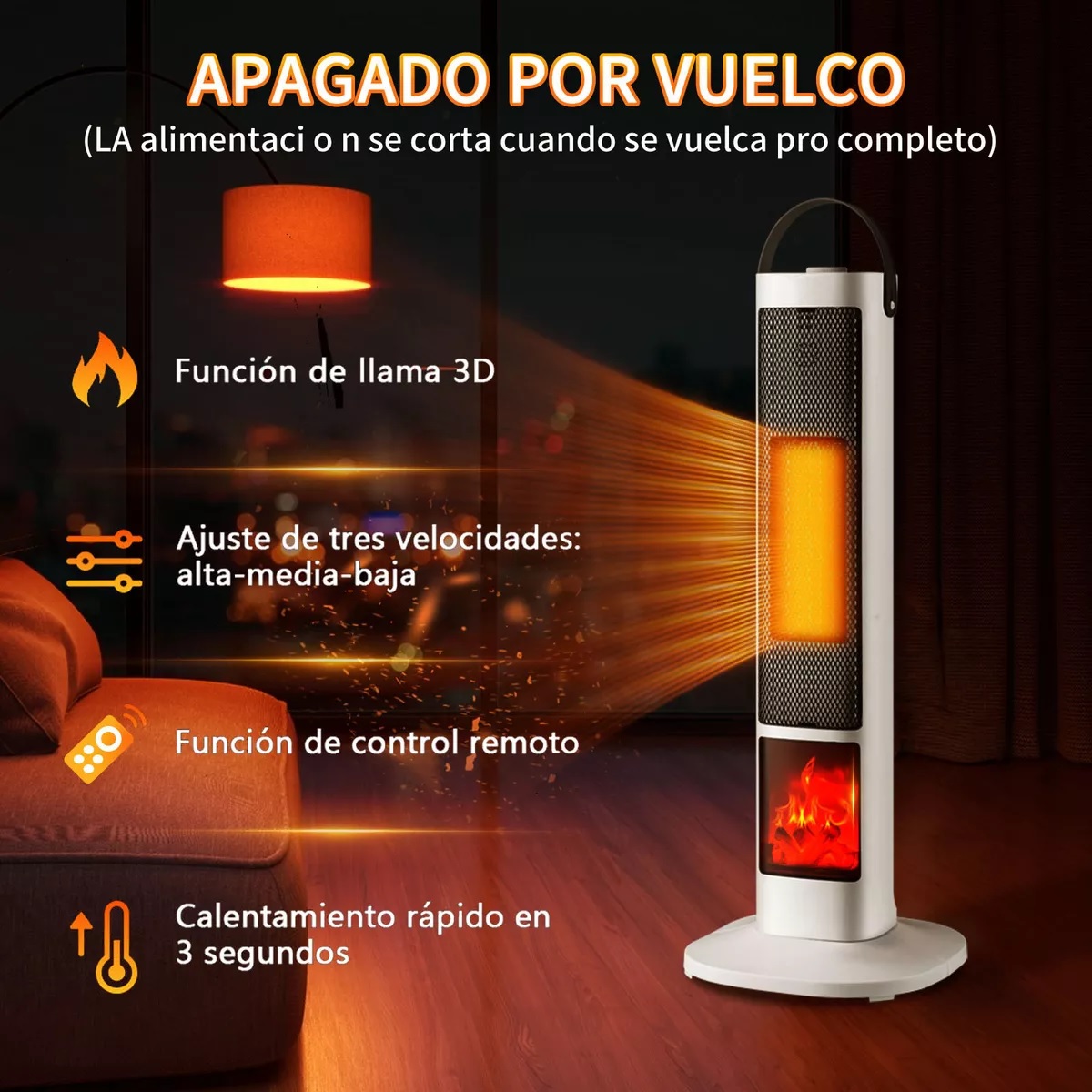 Calefactor Para Hogar Calentador De Aire Eléctrico Ptc 2000w