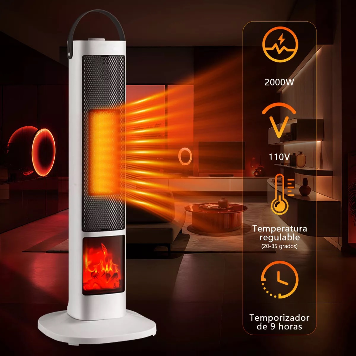 Calefactor Para Hogar Calentador De Aire Eléctrico Ptc 2000w