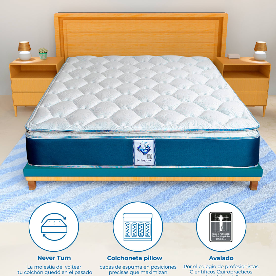 Spring Air Colchón King Size Cota Tecnología Performance Con Colchoneta Pillow  Confort Medio y Soporte Ortopédico