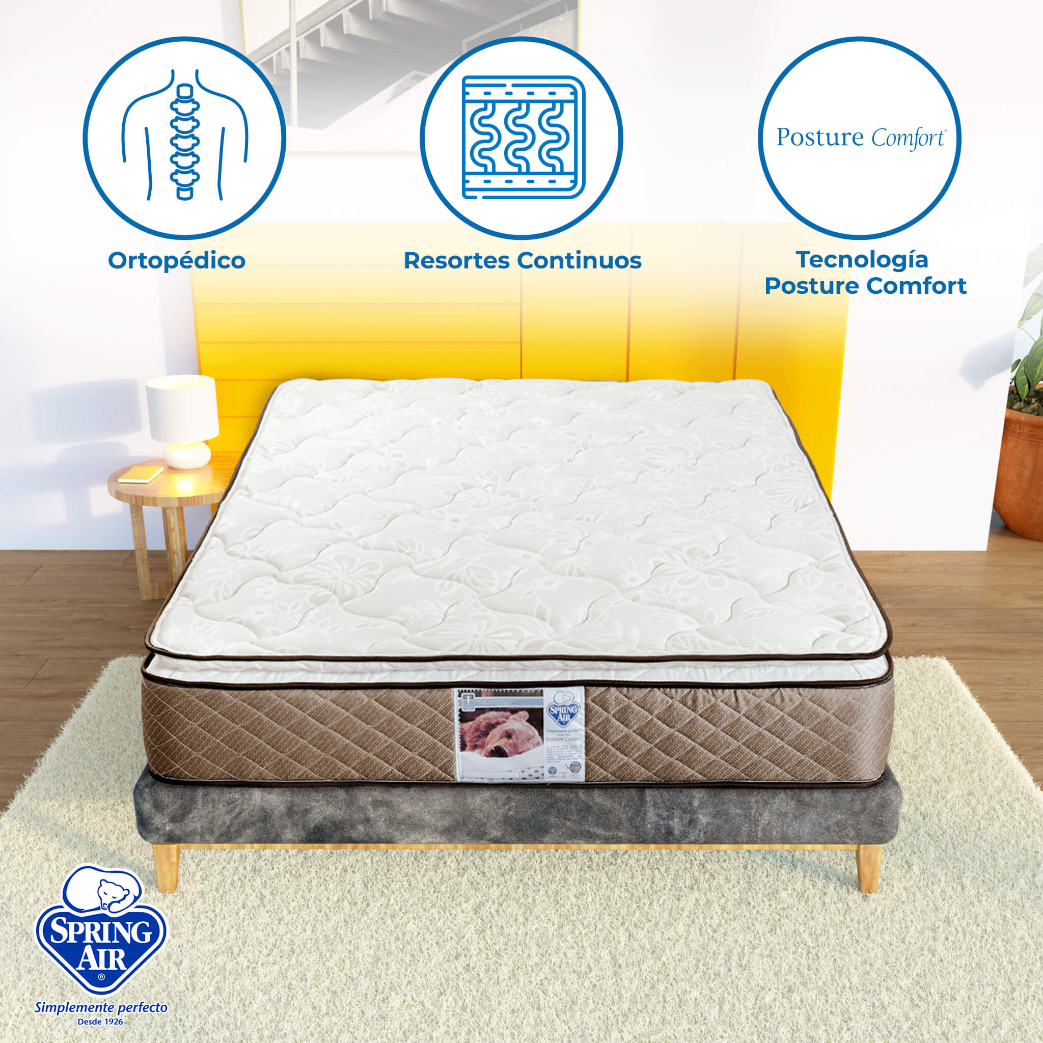 Spring Air Colchon Individual Berkeley Cama Con Máximo Soporte y Confort Ortopédico de Firmeza Media 