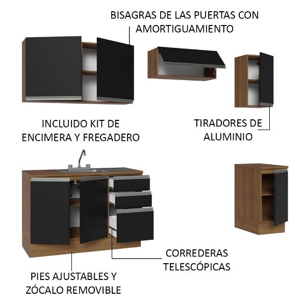 Cocina Integral Completa Madesa Glamy 240cm Con Tarja MN