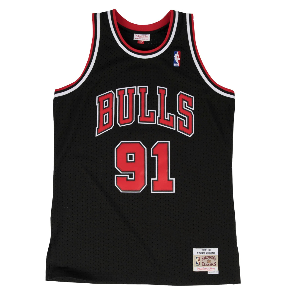 Jersey Mitchell & Ness Bulls Dennis Rodman Negro "MEDIANA" JEL18120