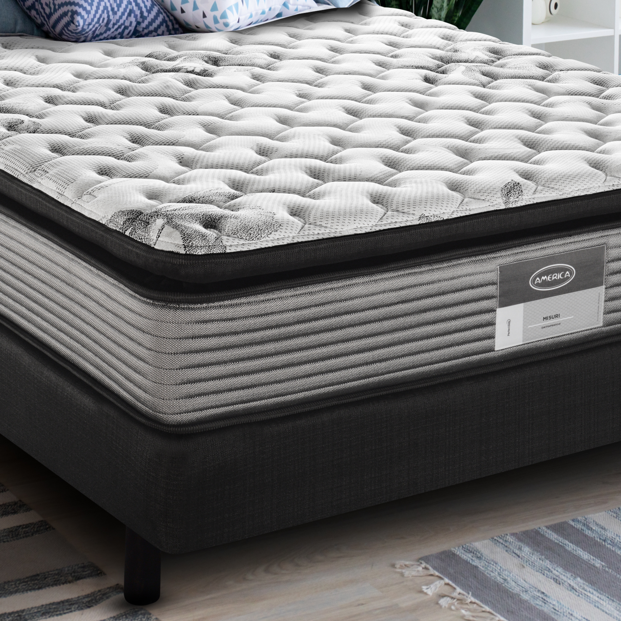 Colchones América Colchon Queen Size Misuri Con Tecnología Perferct Side y Descanso Ortopédico de Confort Medio