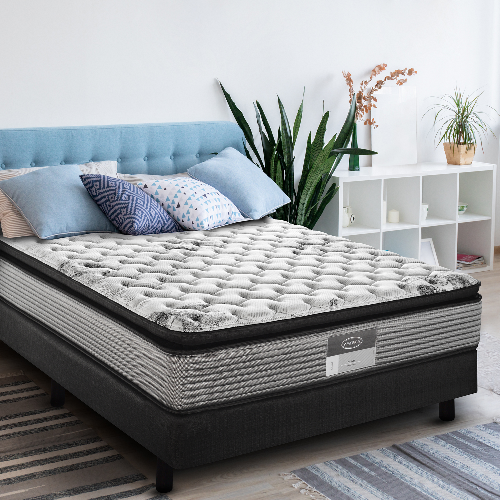 Colchones América Colchon King Size Misuri Con Tecnología Perferct Side de Máximo Soporte y Descanso Ortopédico, de Confort Medio