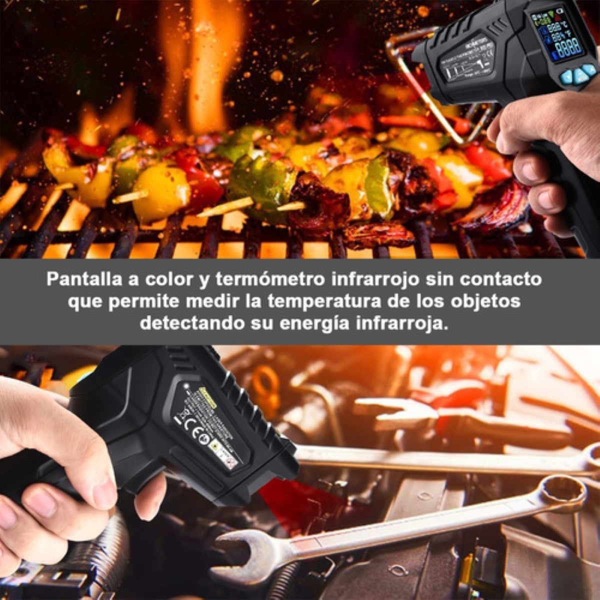Termómetro Infrarrojo Digital E Industrial (-50-550 °c) NEGRO AZUL
