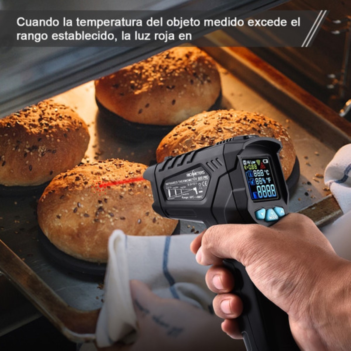 Termómetro Infrarrojo Digital E Industrial (-50-550 °c) NEGRO AZUL