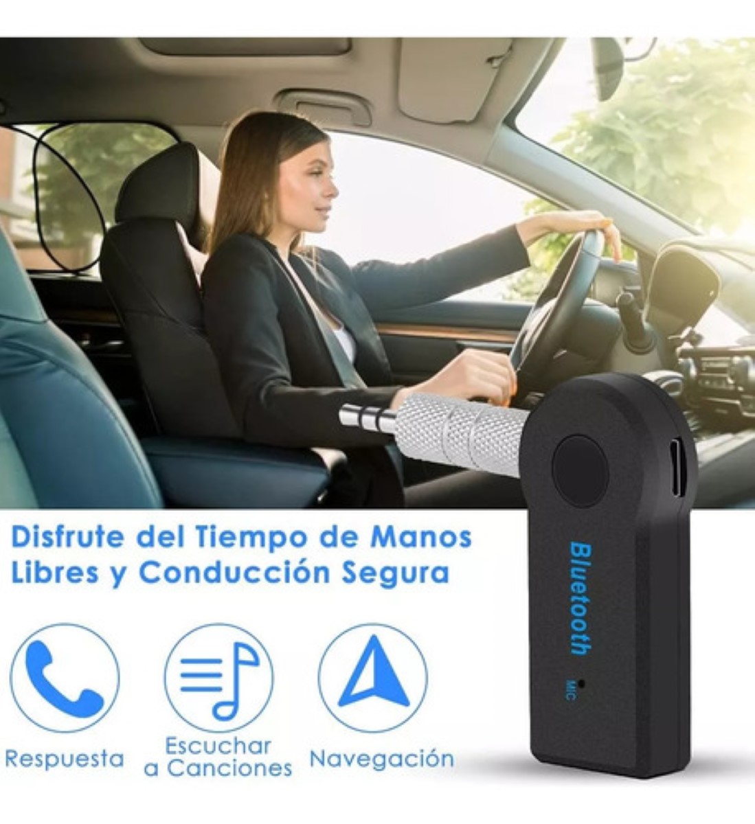 Adaptador Bluetooth 3.5 Jack Manos Libres Para Carros 2 Pcs NEGRO