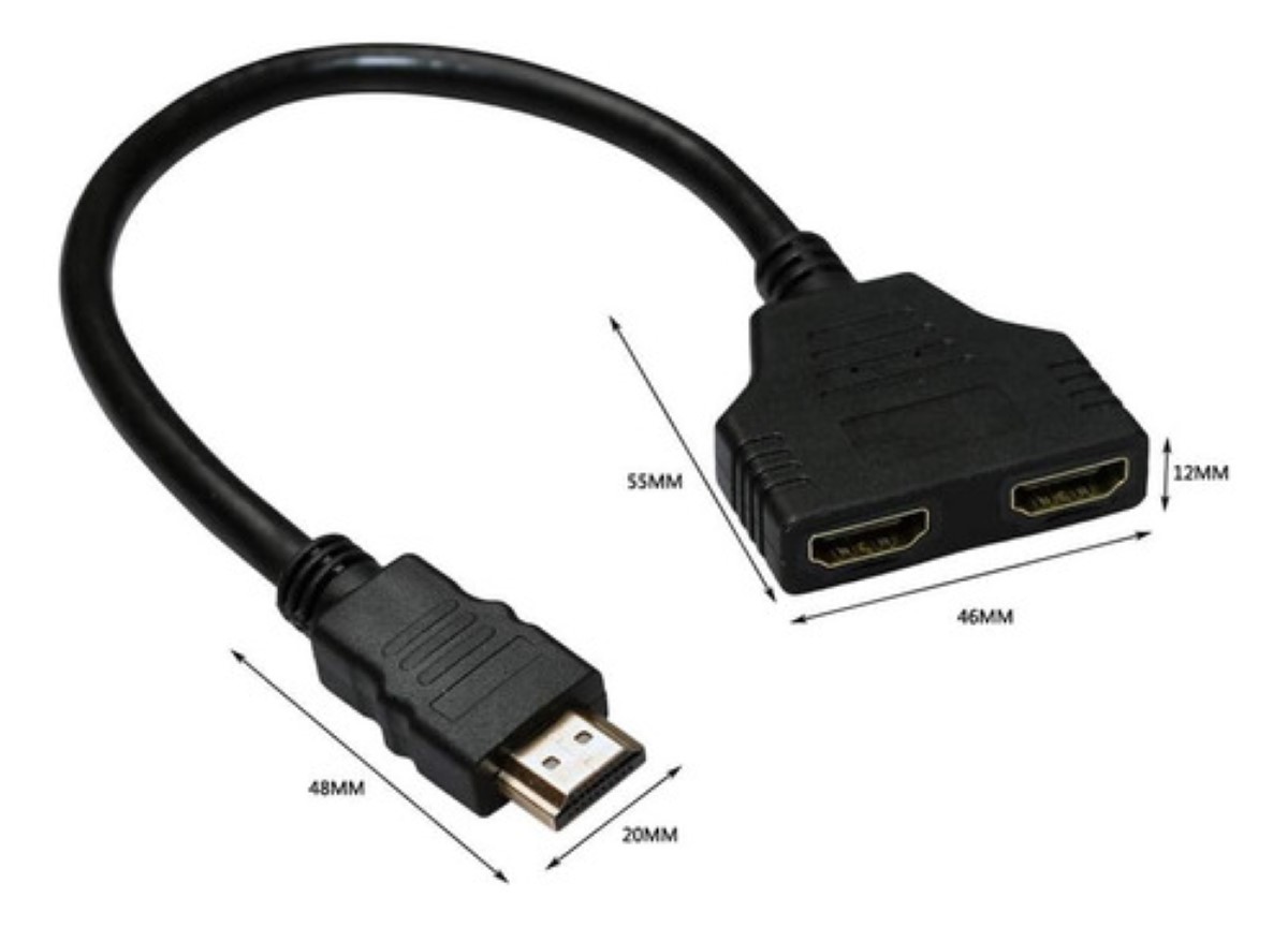 Adaptador 1080p Macho A 2 Hembra Splitter Doble Salida NEGRO