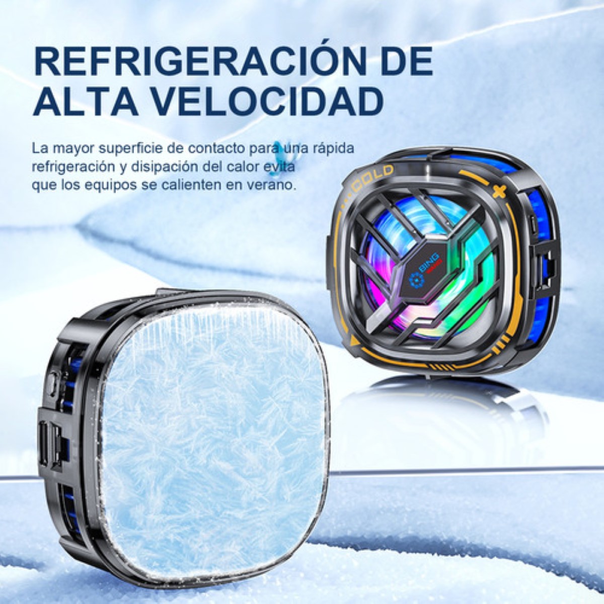 Ventilador Enfriador De Celular Ventilador Rgb Cooler NEGRO CUANDRADO