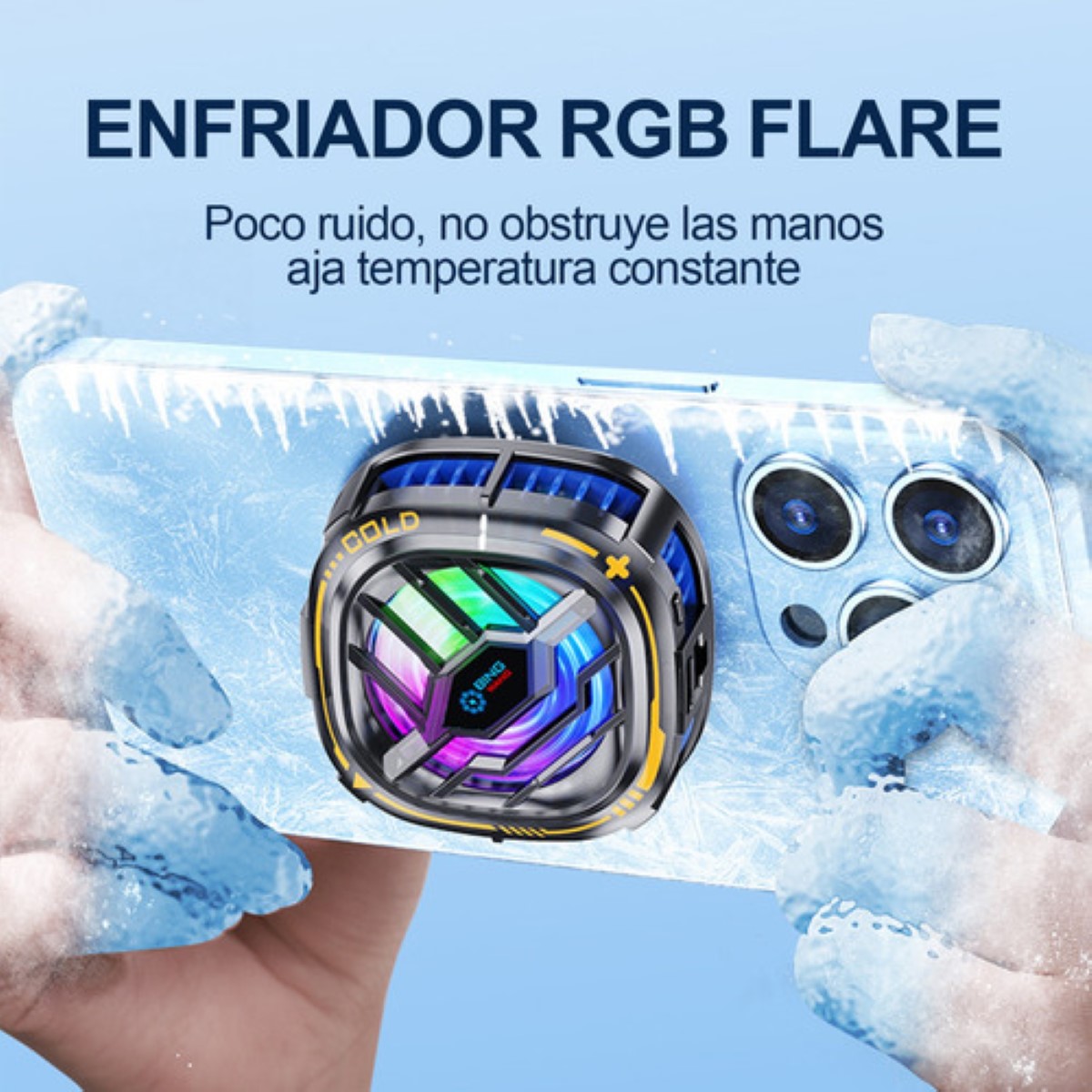 Ventilador Enfriador De Celular Ventilador Rgb Cooler NEGRO CUANDRADO
