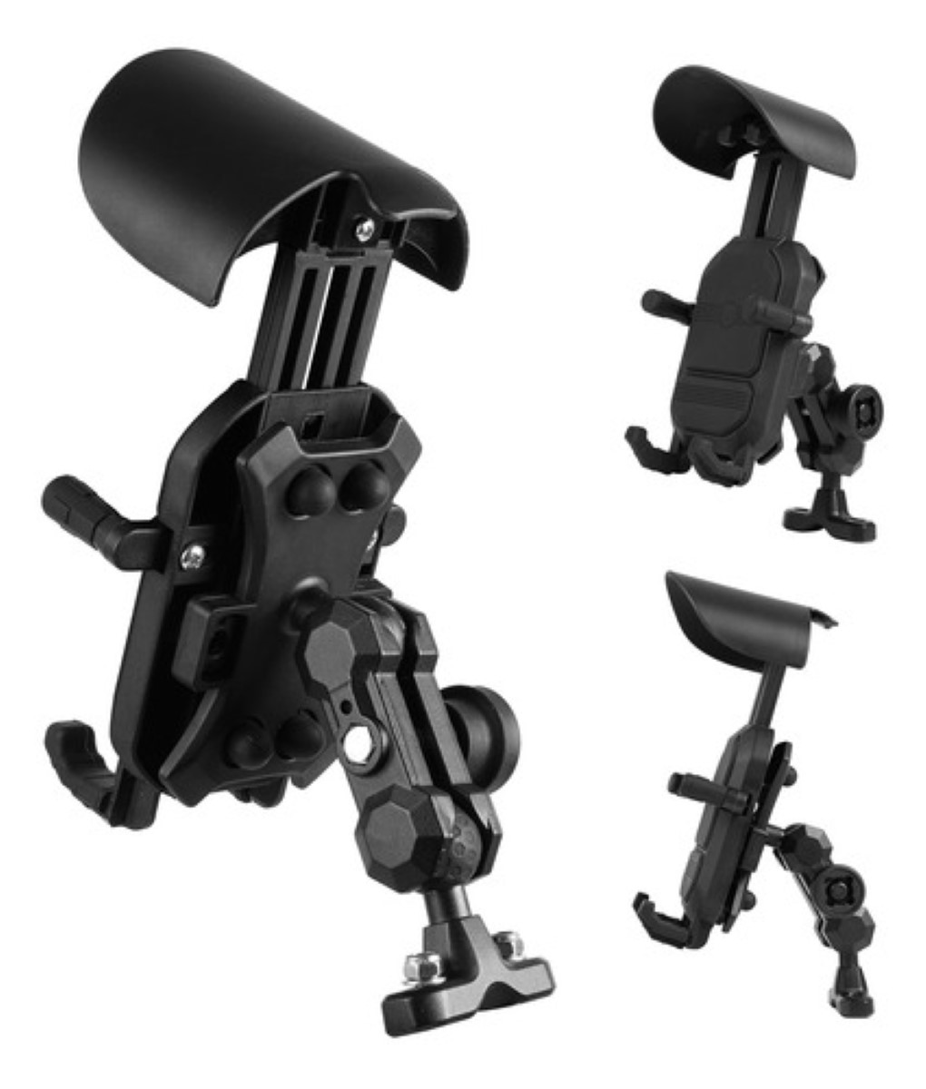 Soporte Porta Celular Antirrobopara Motocicleta Amortiguador NEGRO