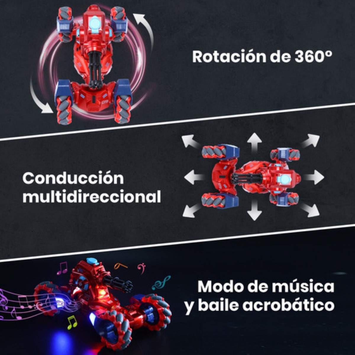 Tanque Control Remoto Gestos Lanza Balas Gel Juguete Niños rojo