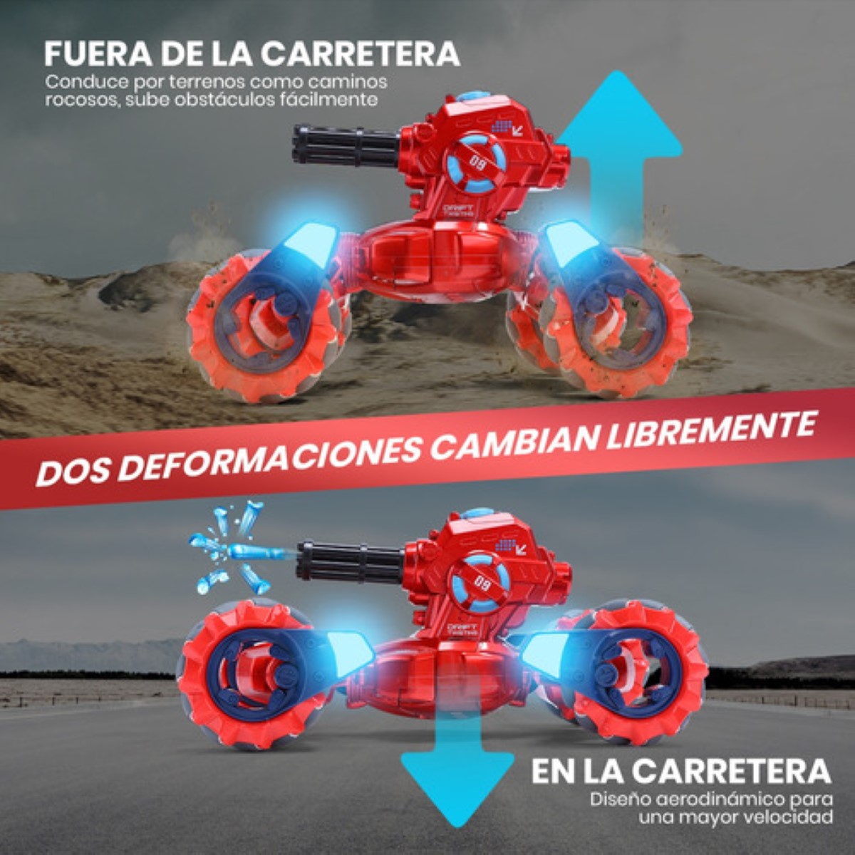 Tanque Control Remoto Gestos Lanza Balas Gel Juguete Niños rojo