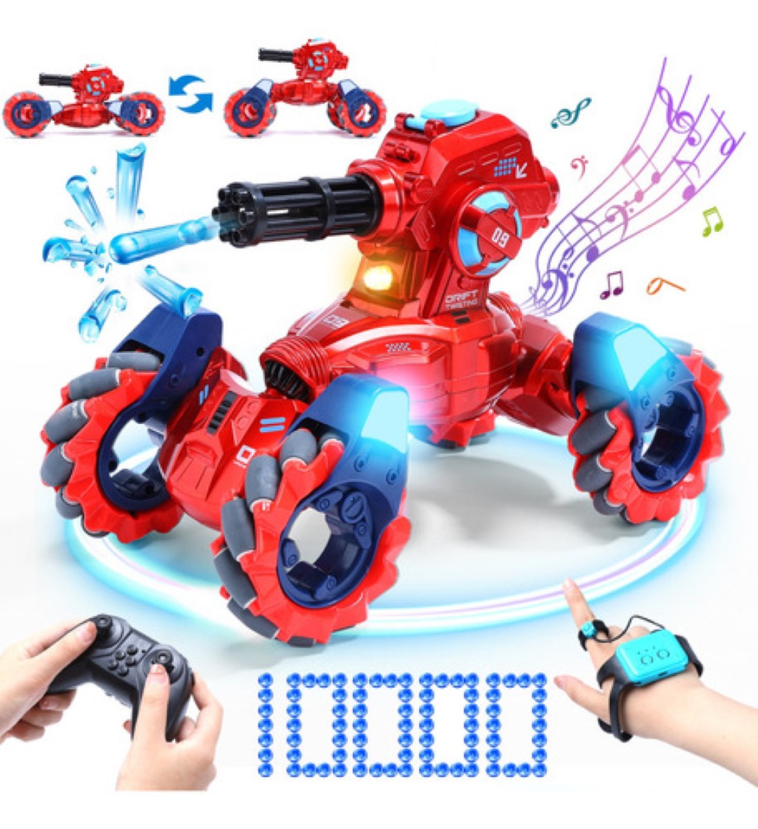 Tanque Control Remoto Gestos Lanza Balas Gel Juguete Niños rojo