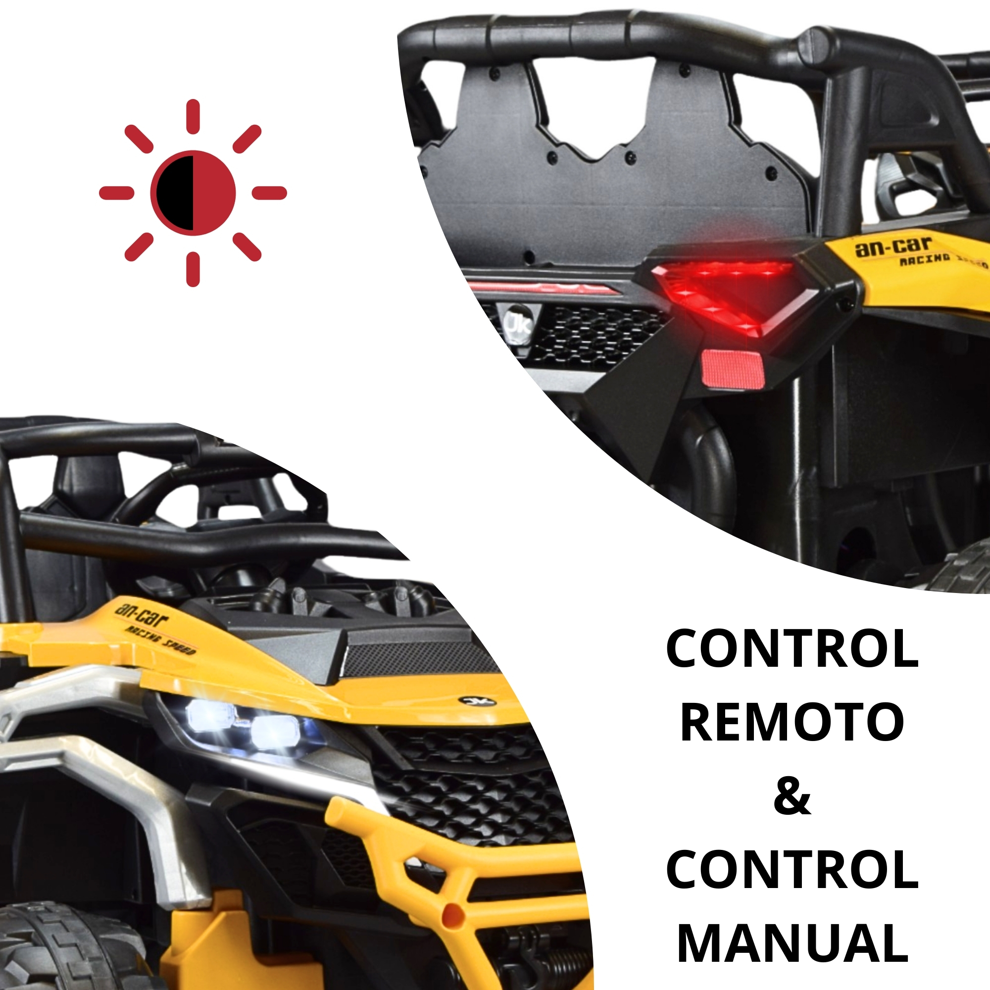 Montable Electrico Speed para Niños Control Remoto Luz Led 12v - Amarillo