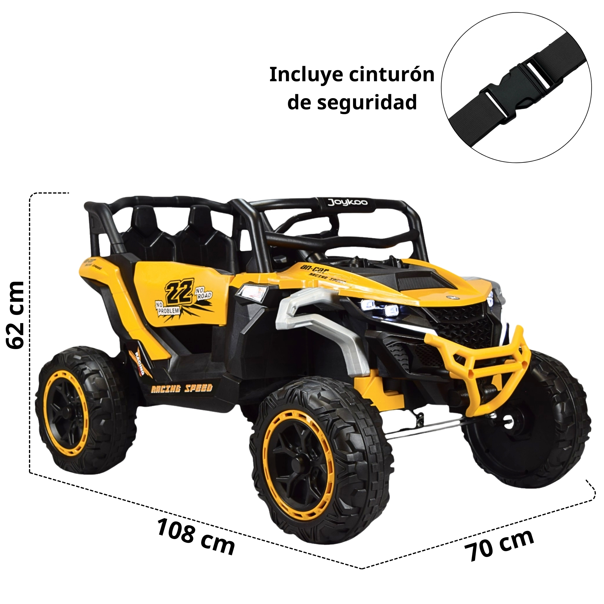 Montable Electrico Speed para Niños Control Remoto Luz Led 12v - Amarillo