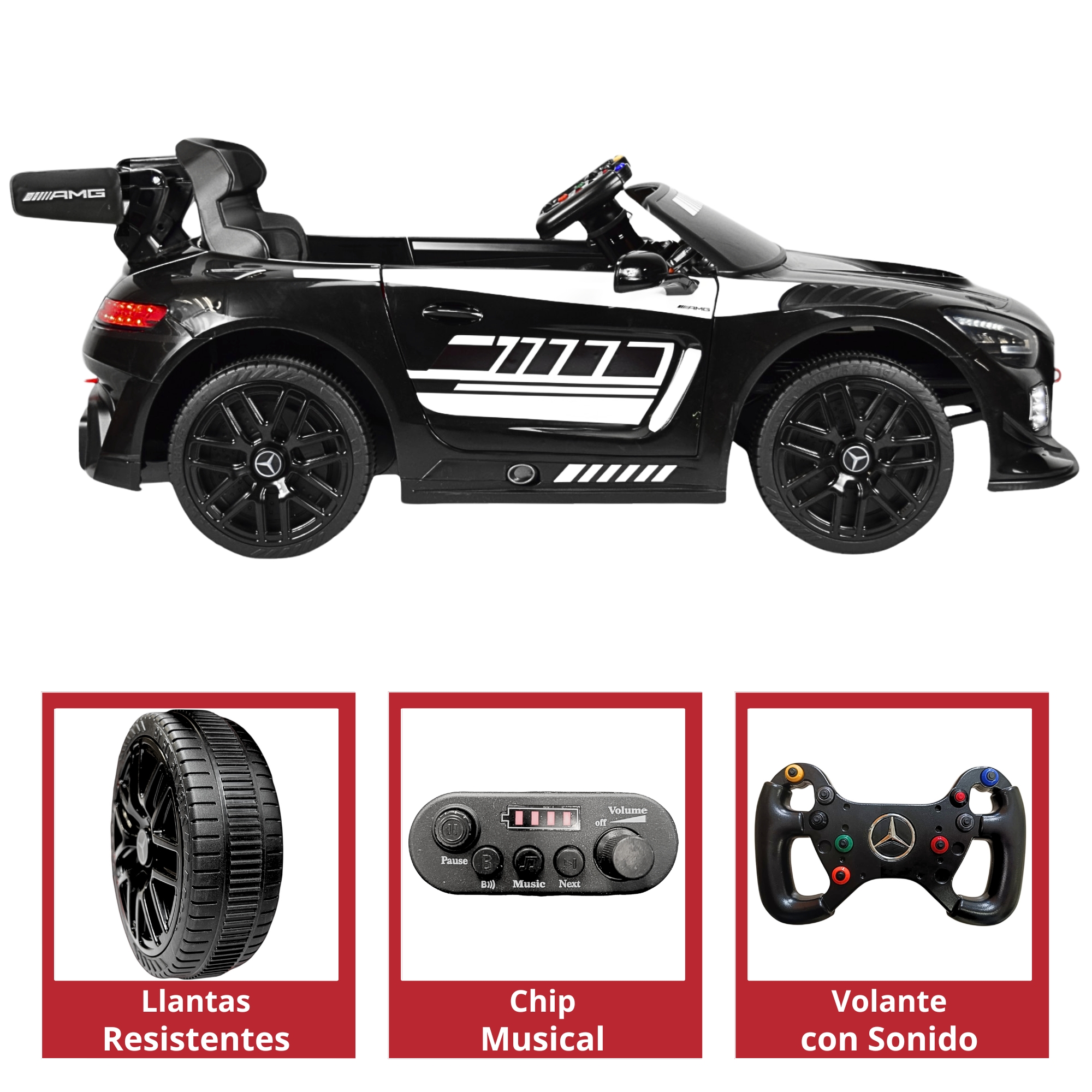 Montable Mercedes-Benz Electrico para Niños Control Remoto 12v - Negro