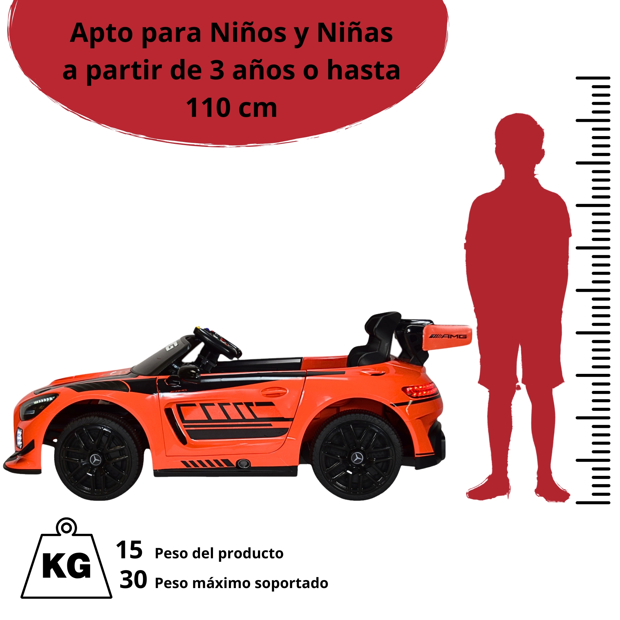 Montable Mercedes-Benz Electrico para Niños Control Remoto 12v - Naranja