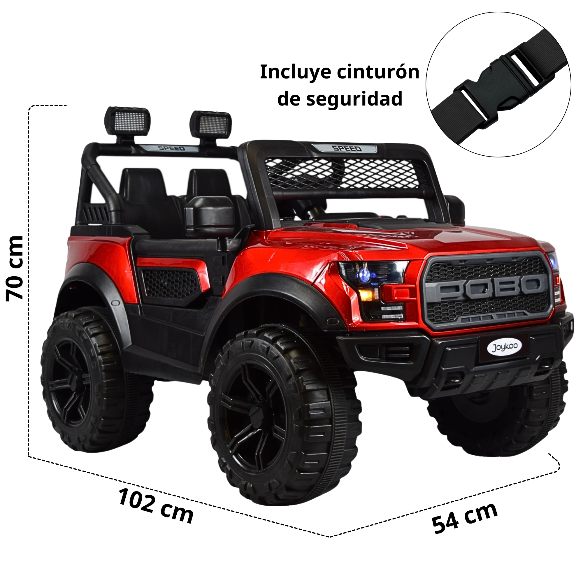 Montable Electrico Raptor para Niños Control Remoto Luz Led 12v - Rojo