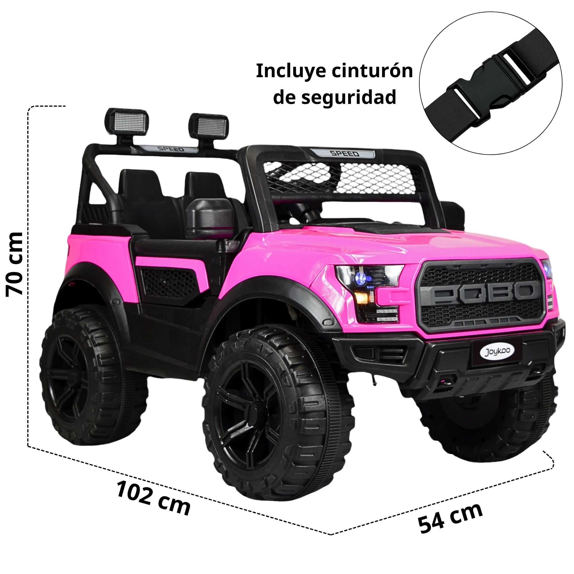 Montable Electrico Raptor para Niños Control Remoto Luz Led 12v - Rosa
