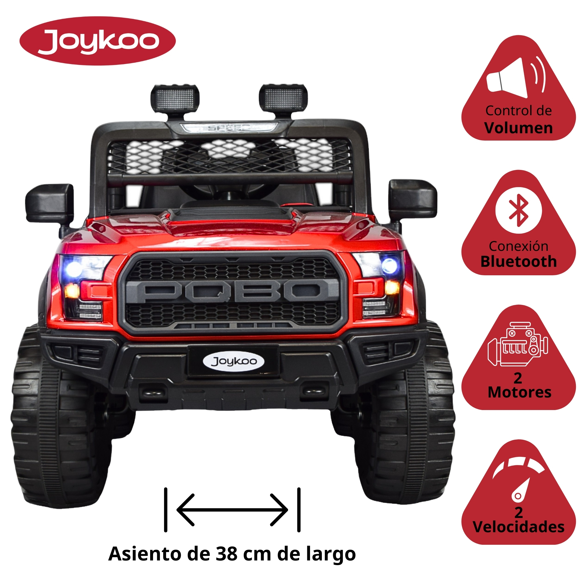 Montable Electrico Raptor para Niños Control Remoto Luz Led 12v - Rojo
