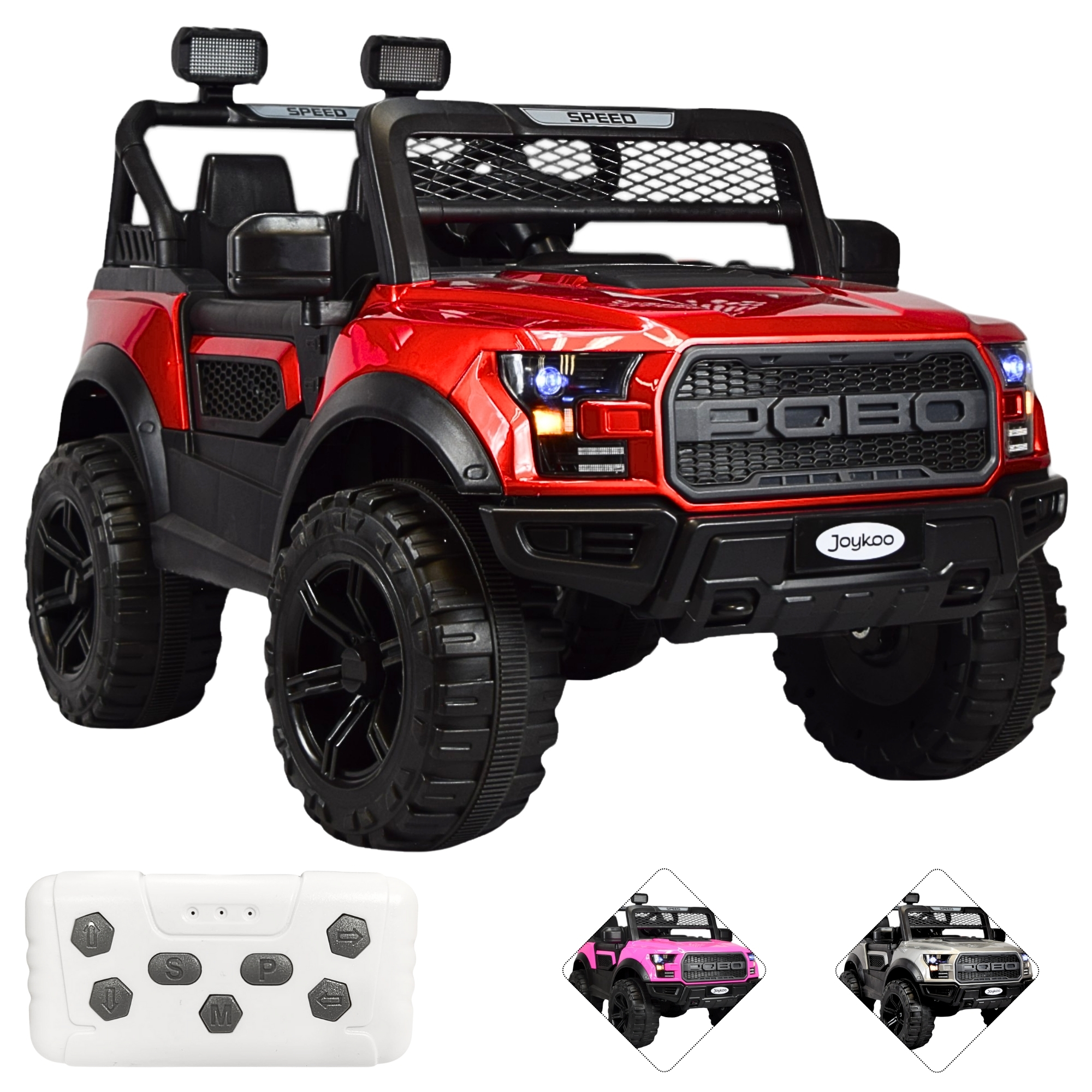Montable Electrico Raptor para Niños Control Remoto Luz Led 12v - Rojo