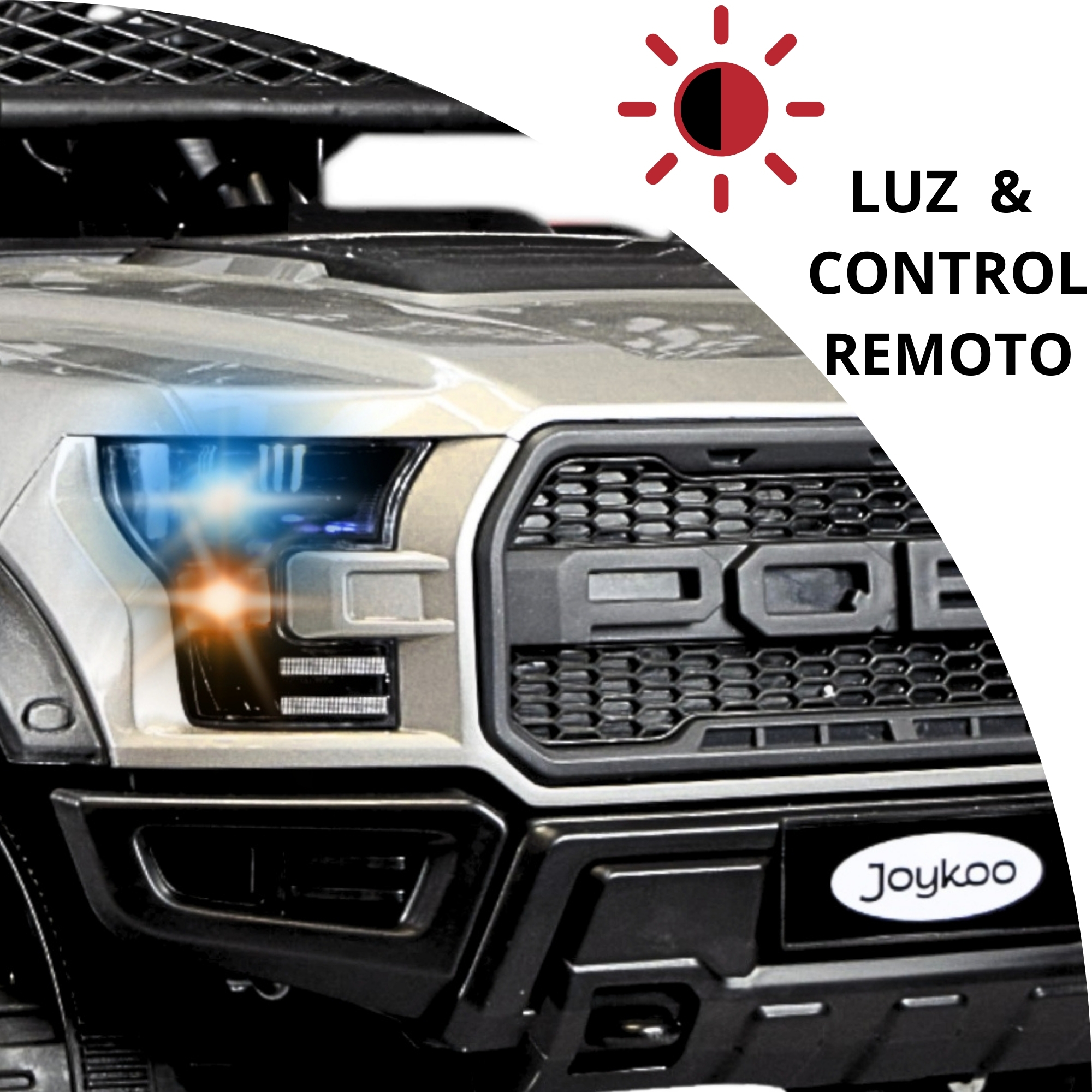 Montable Electrico Raptor para Niños Control Remoto Luz Led 12v - Gris