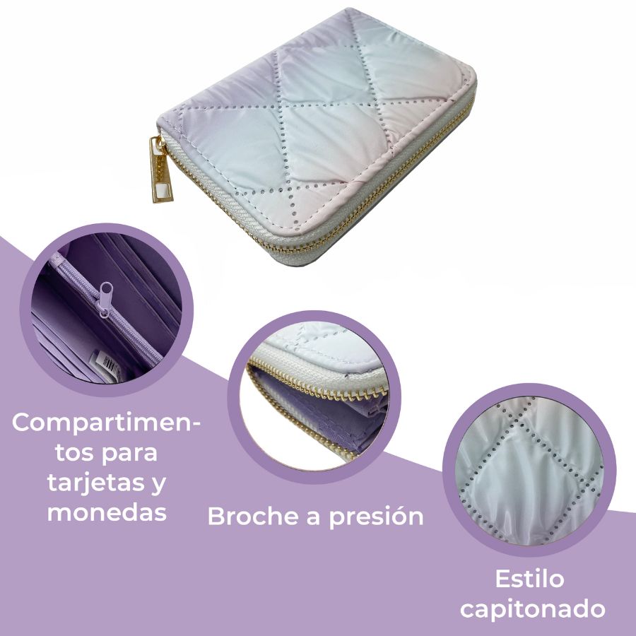 Cartera Capitonado Efecto Degradado Multicolor 