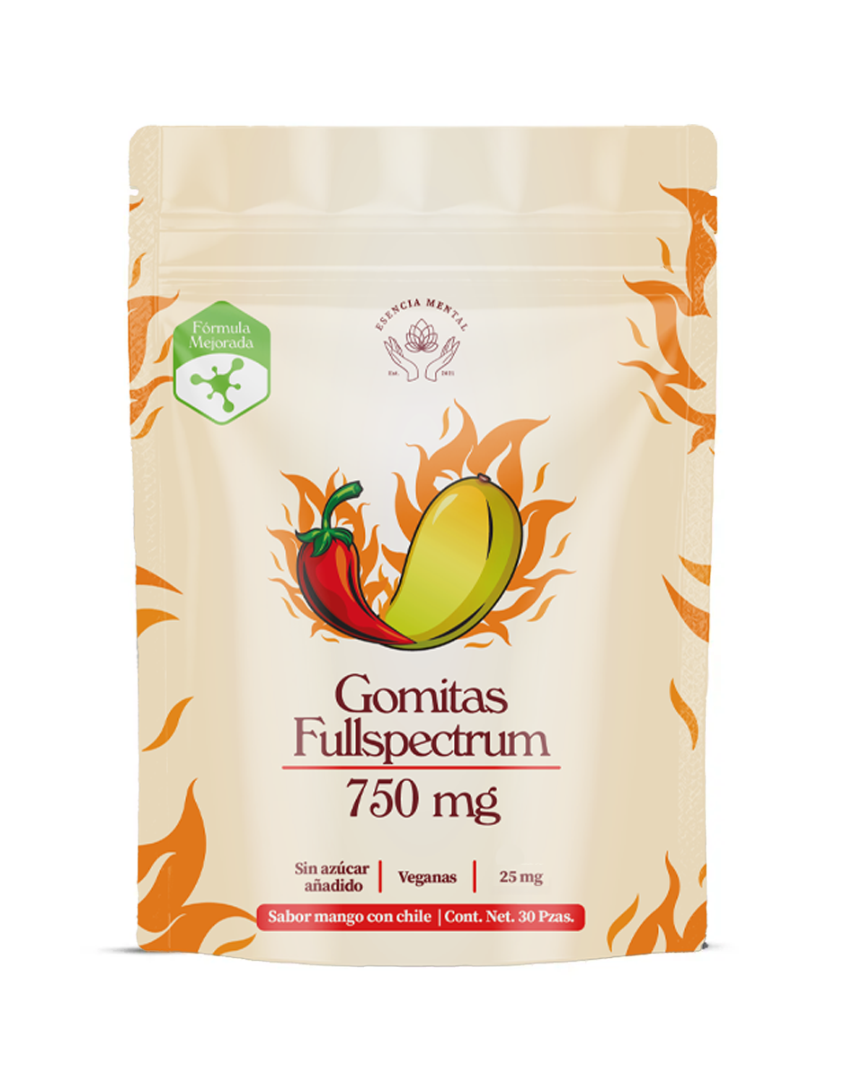Gomitas antiestrés y ansiedad 750 mg | Esencia mental | Fullspectrum | (30 gomitas sabor mango con chile)