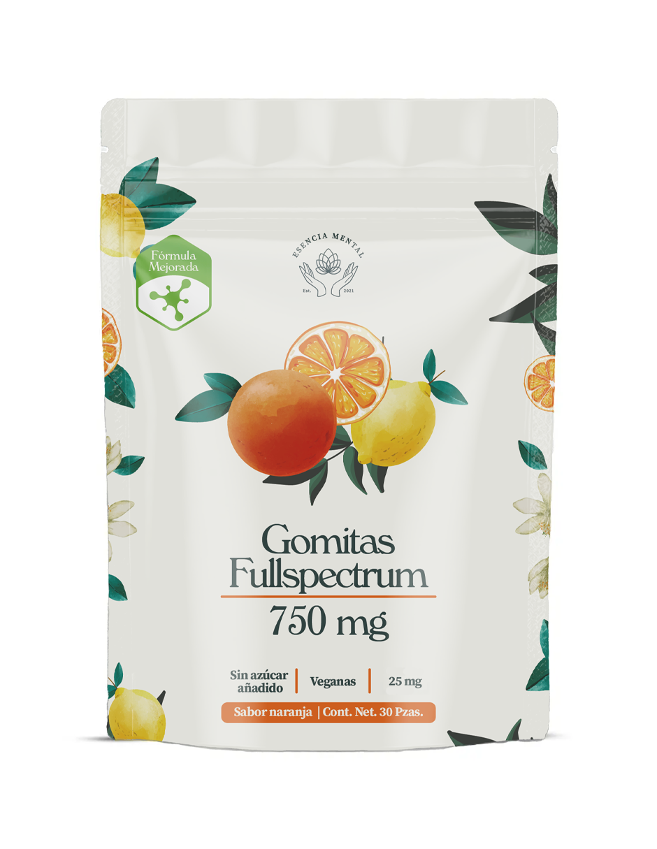 Gomitas antiestrés y ansiedad 750 mg | Esencia mental | Fullspectrum | (30 gomitas sabor naranja)