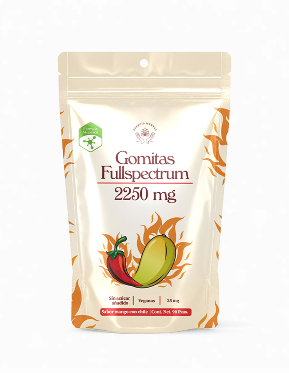 Gomitas antiestrés y ansiedad 2250 mg | Esencia mental | Fullspectrum | (90 gomitas sabor mango con chile)