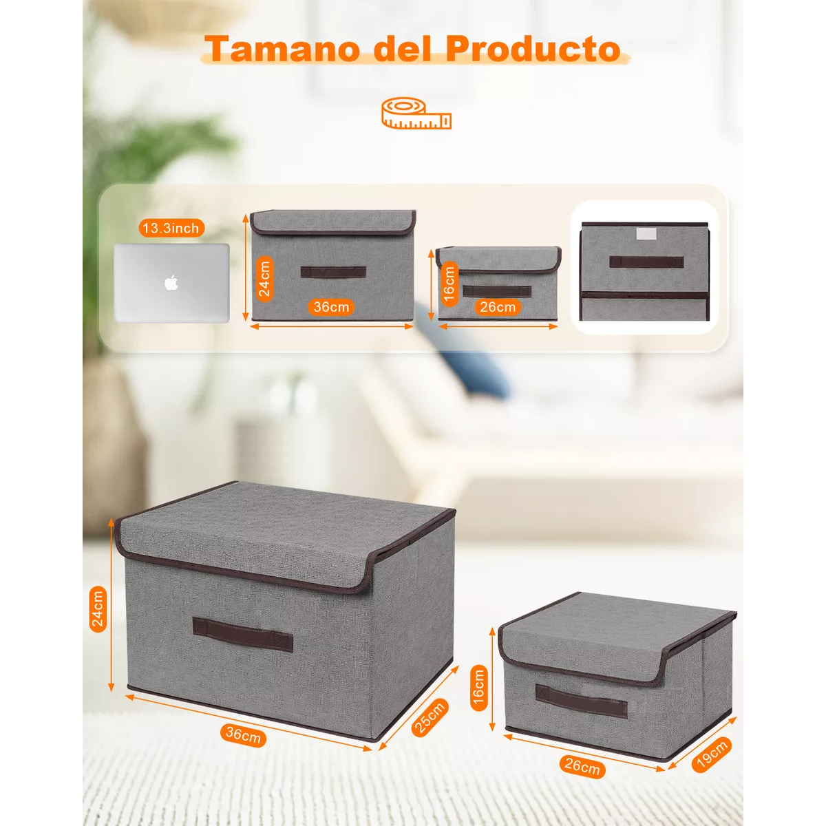 Cajas Organizadoras 8 Unidades De Tela Plegable Gris