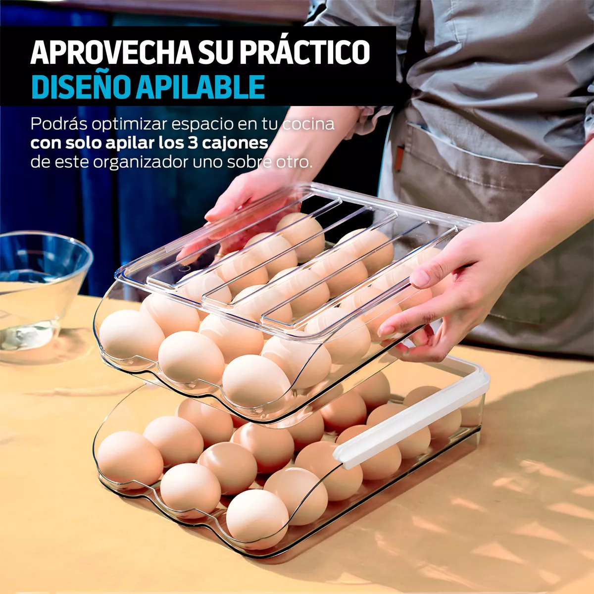 Organizador de 54 Huevos para Alacena, Refrigerador y Cocina