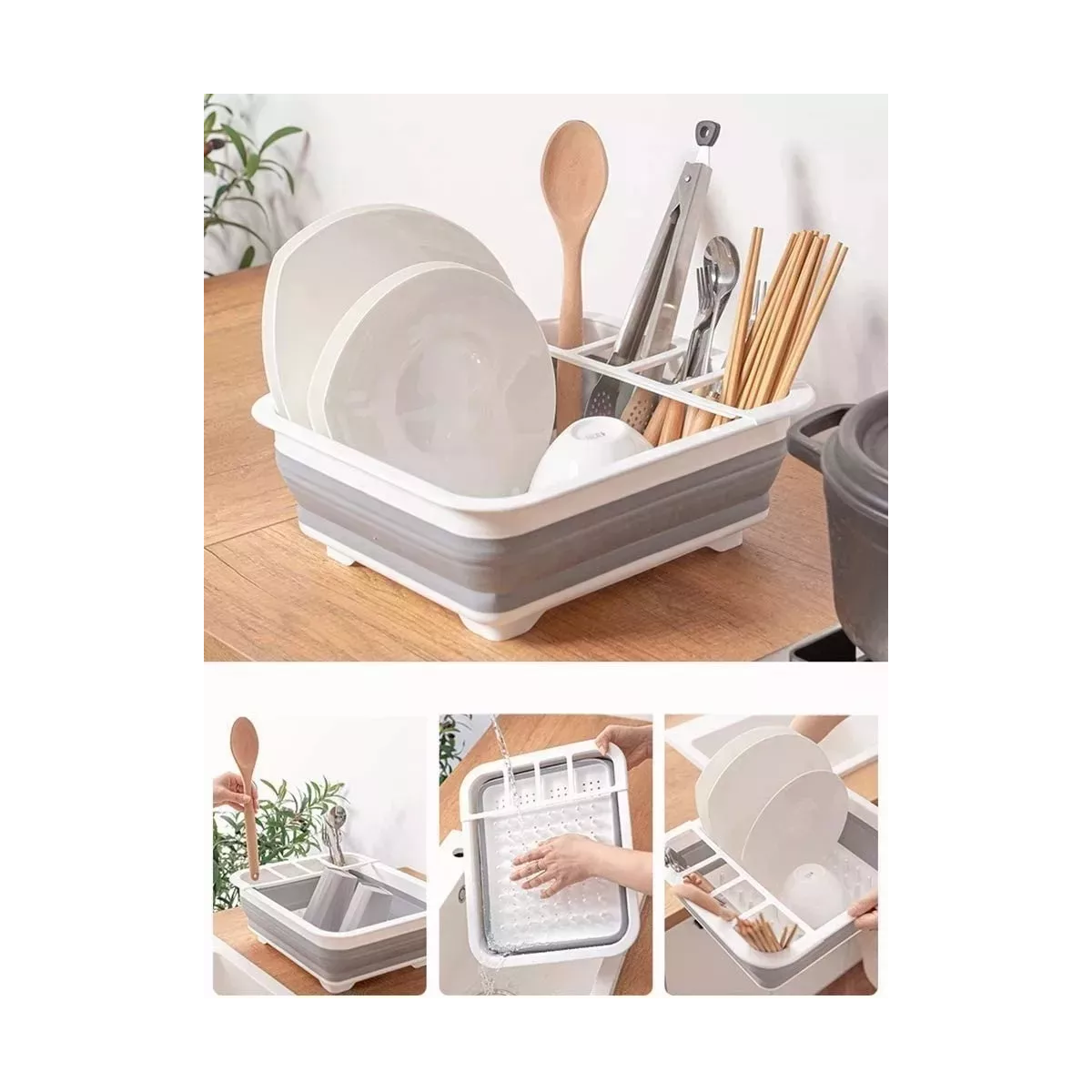 Escurridor Trastes Plegable Organizador Platos De Silicona