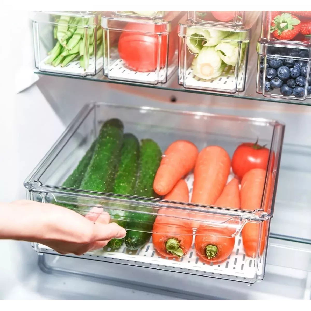 Organizador Refrigerador Cocina Set 10 Contenedores Con Tapa