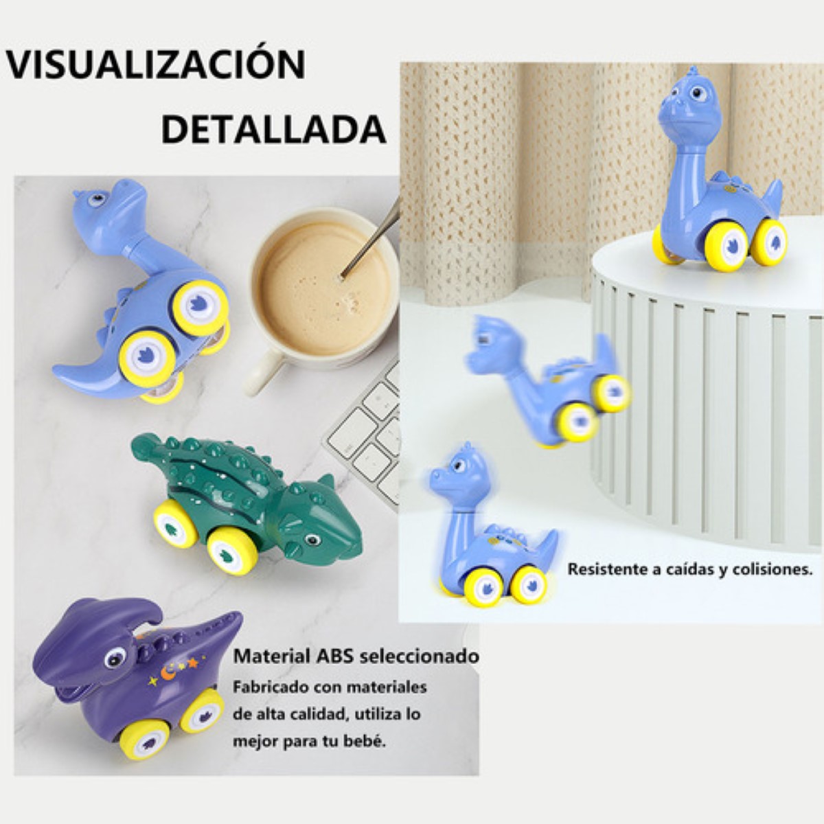 Juguetes De Dinosaurios Coche Para Niños 6pcs colres