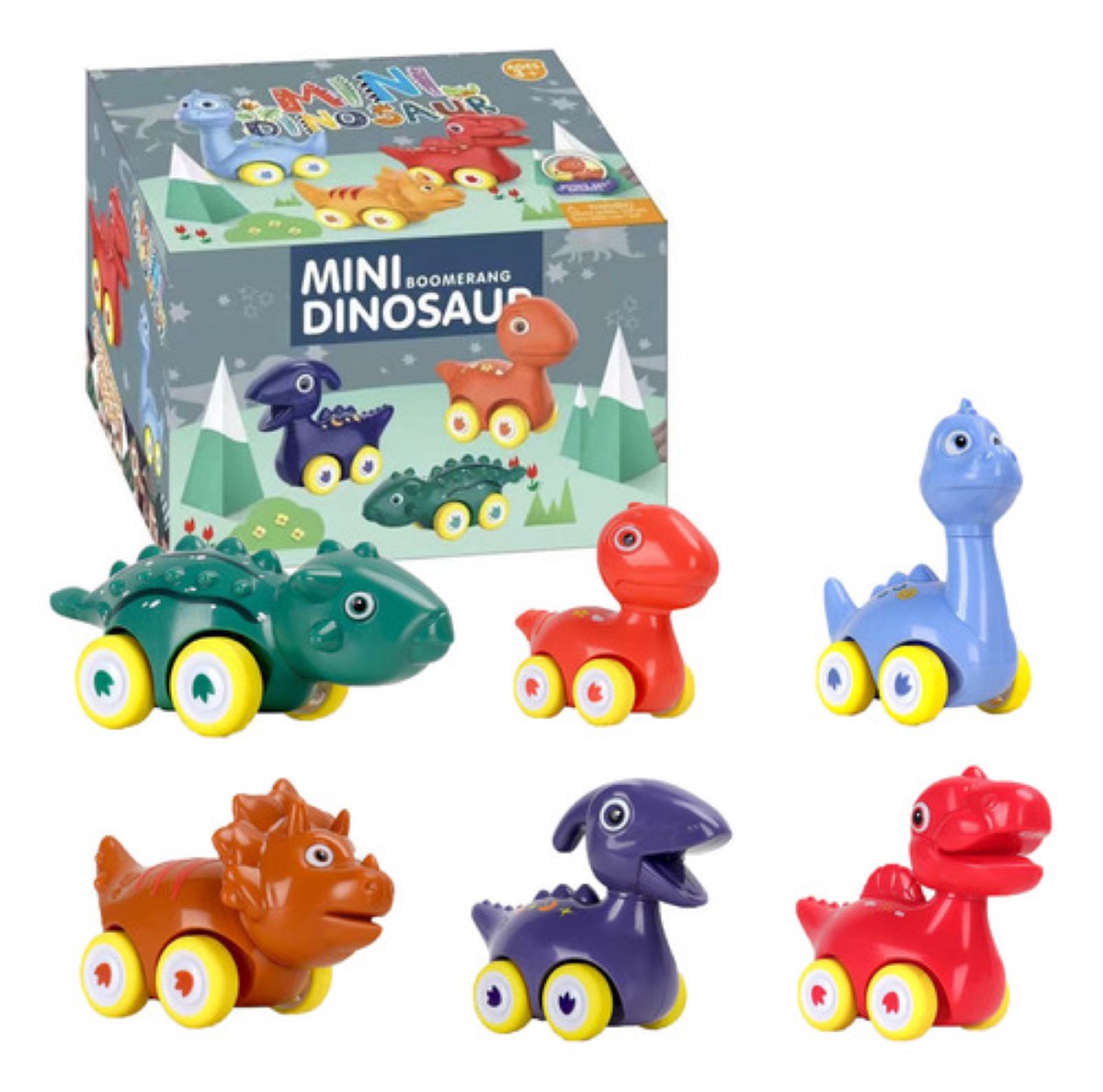 Juguetes De Dinosaurios Coche Para Niños 6pcs colres