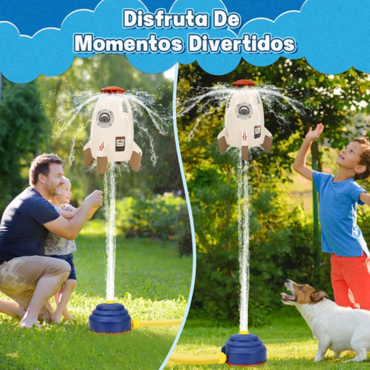 Juguete Para Niños Rociador De Agua Aspersor Cohete Espacial cafe azul