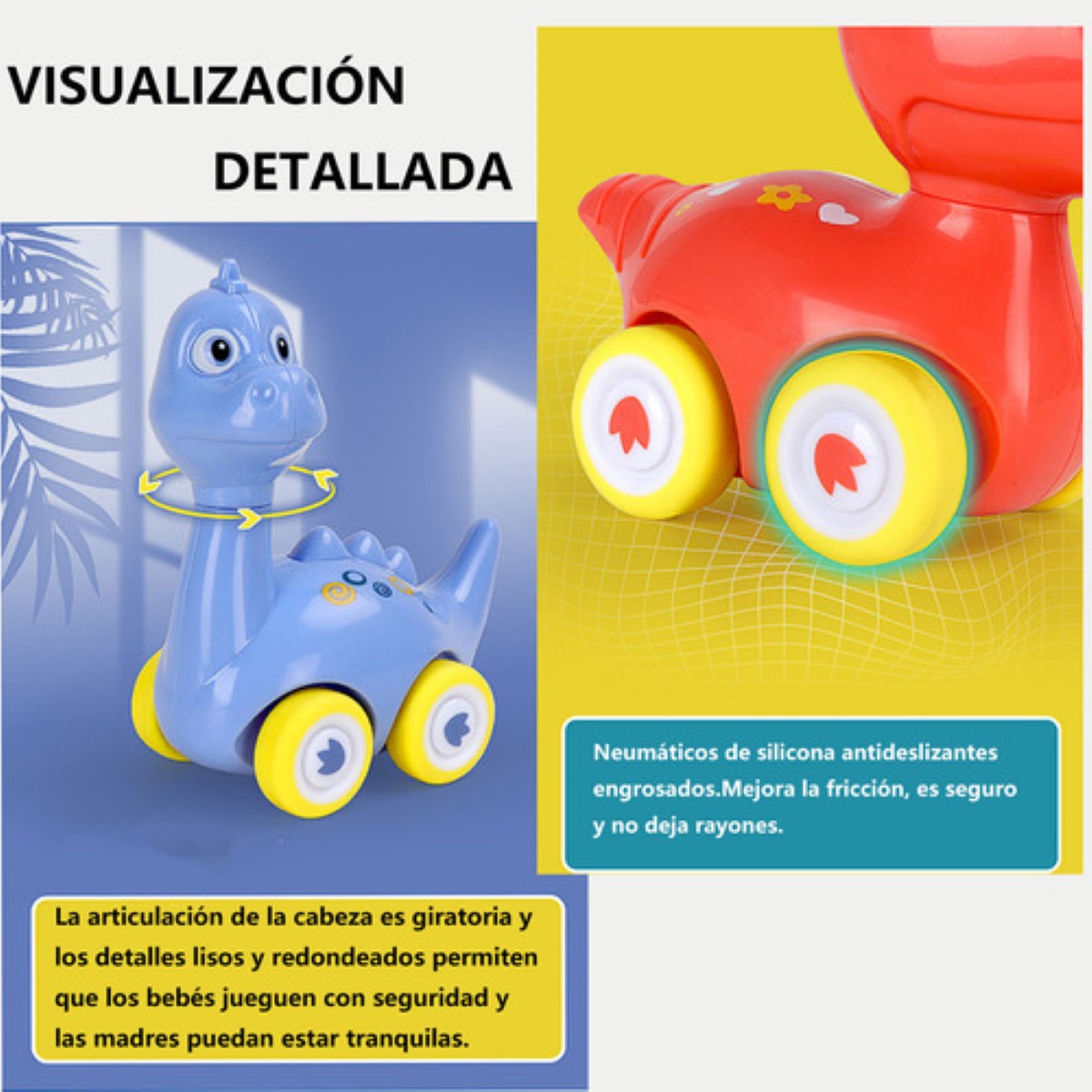 Juguetes De Dinosaurios Coche Para Niños 6pcs colres