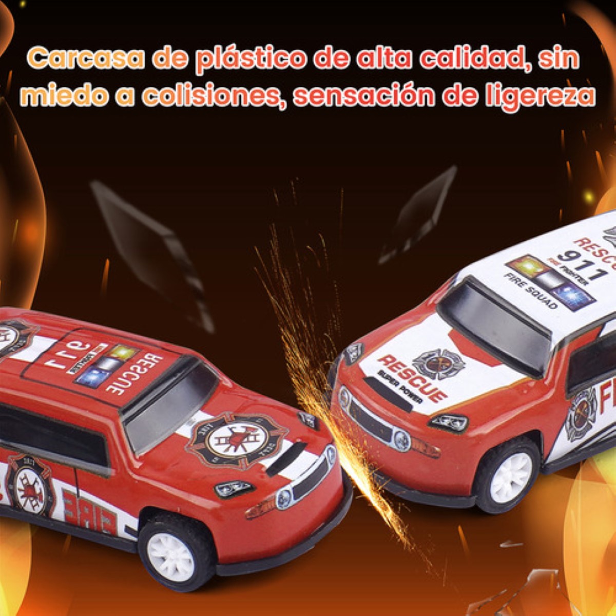 Juguete Niños Camion De Bomberos Con Pista Catapultante 6pz rojo blanco