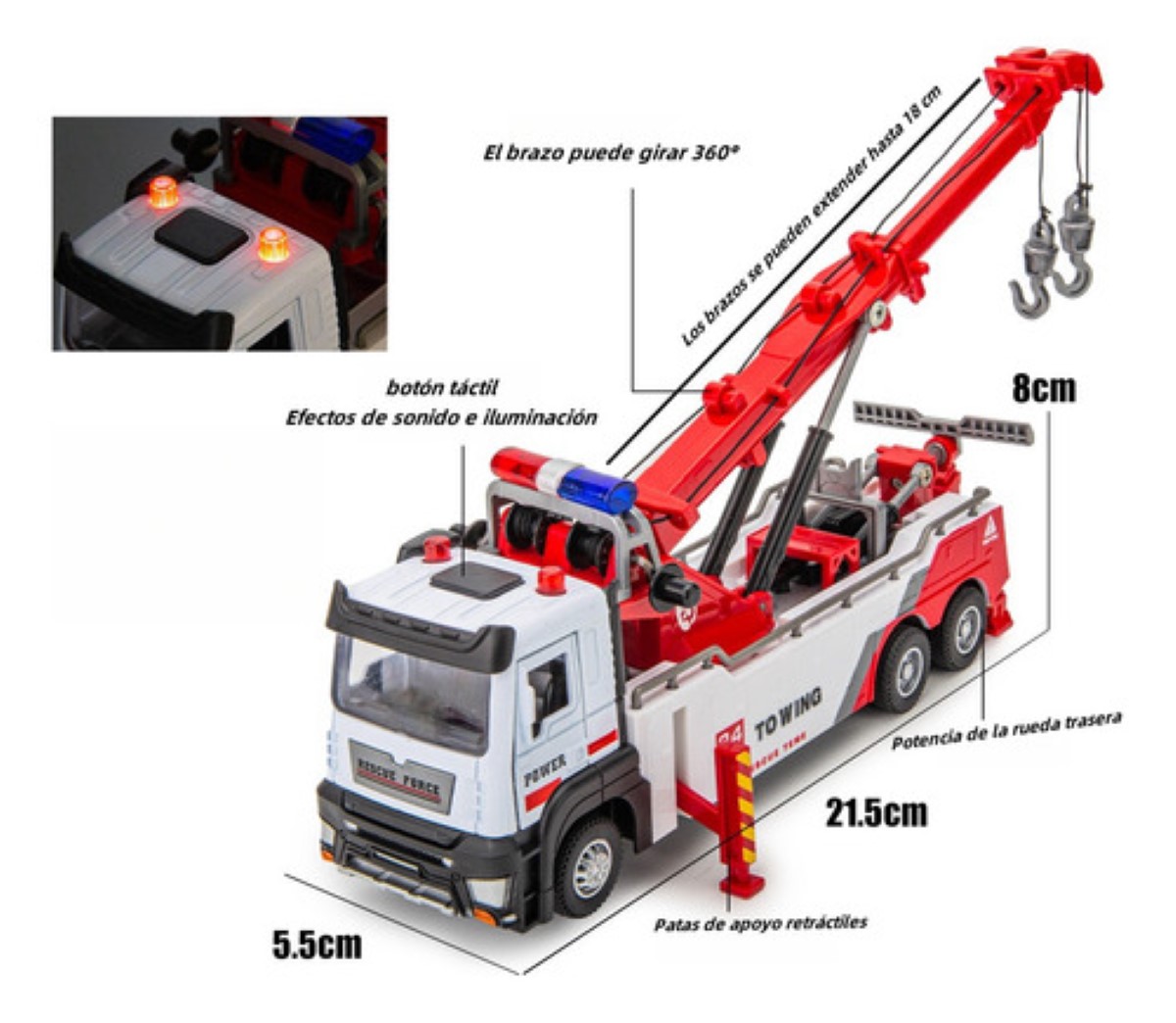 Grúa De Ingeniería De Aleaciones Con Luz rojo blanco