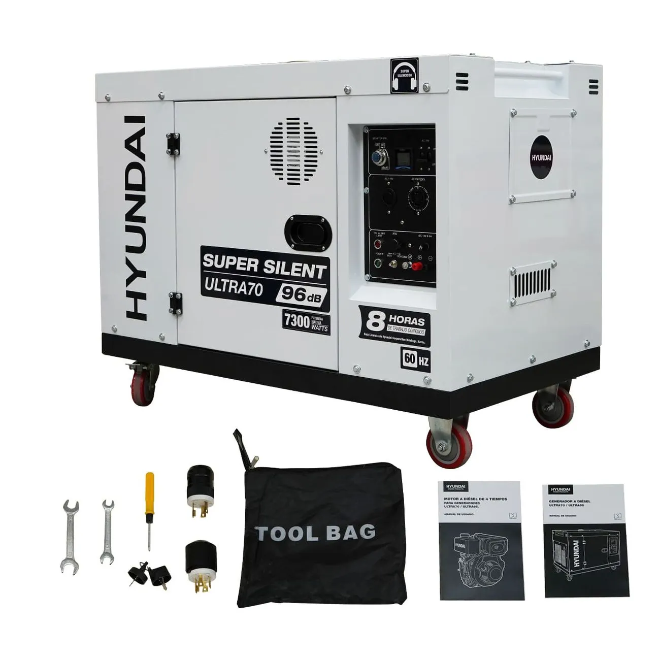 Generador Silencioso Profesional Hyundai C/Motor Diesel Potencia Máxima 7.3 Kw 110v/220v - ULTRA70