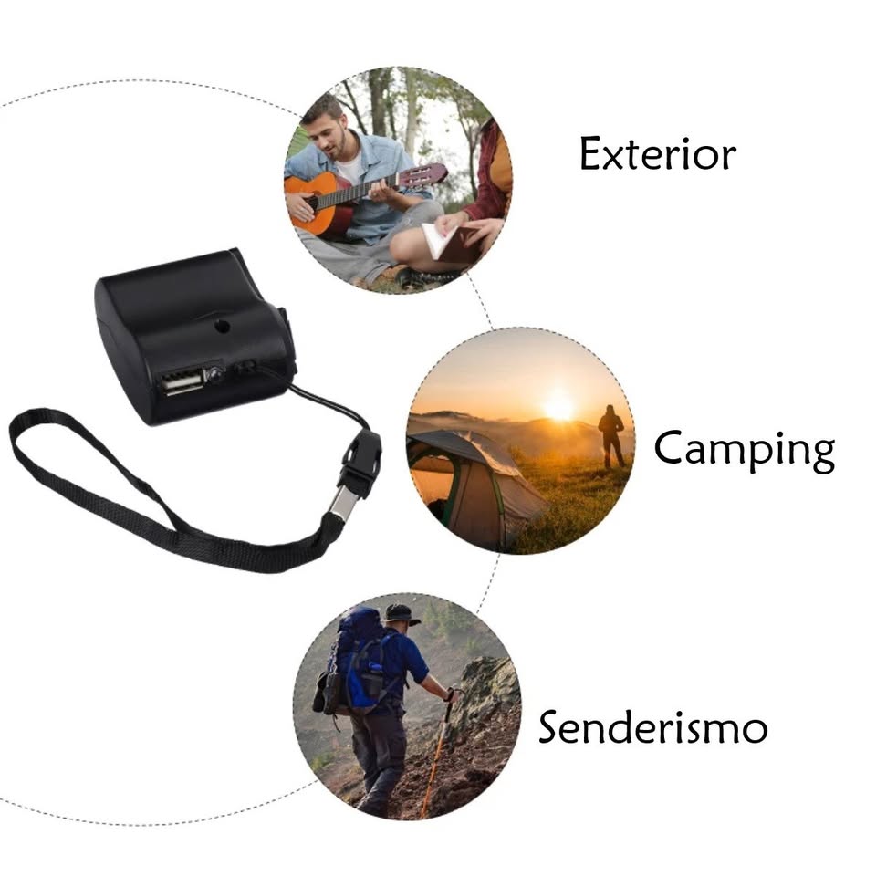 Generador mano USB cargador portátil Banco energía Camping exteriores eléctricos viaje Manual