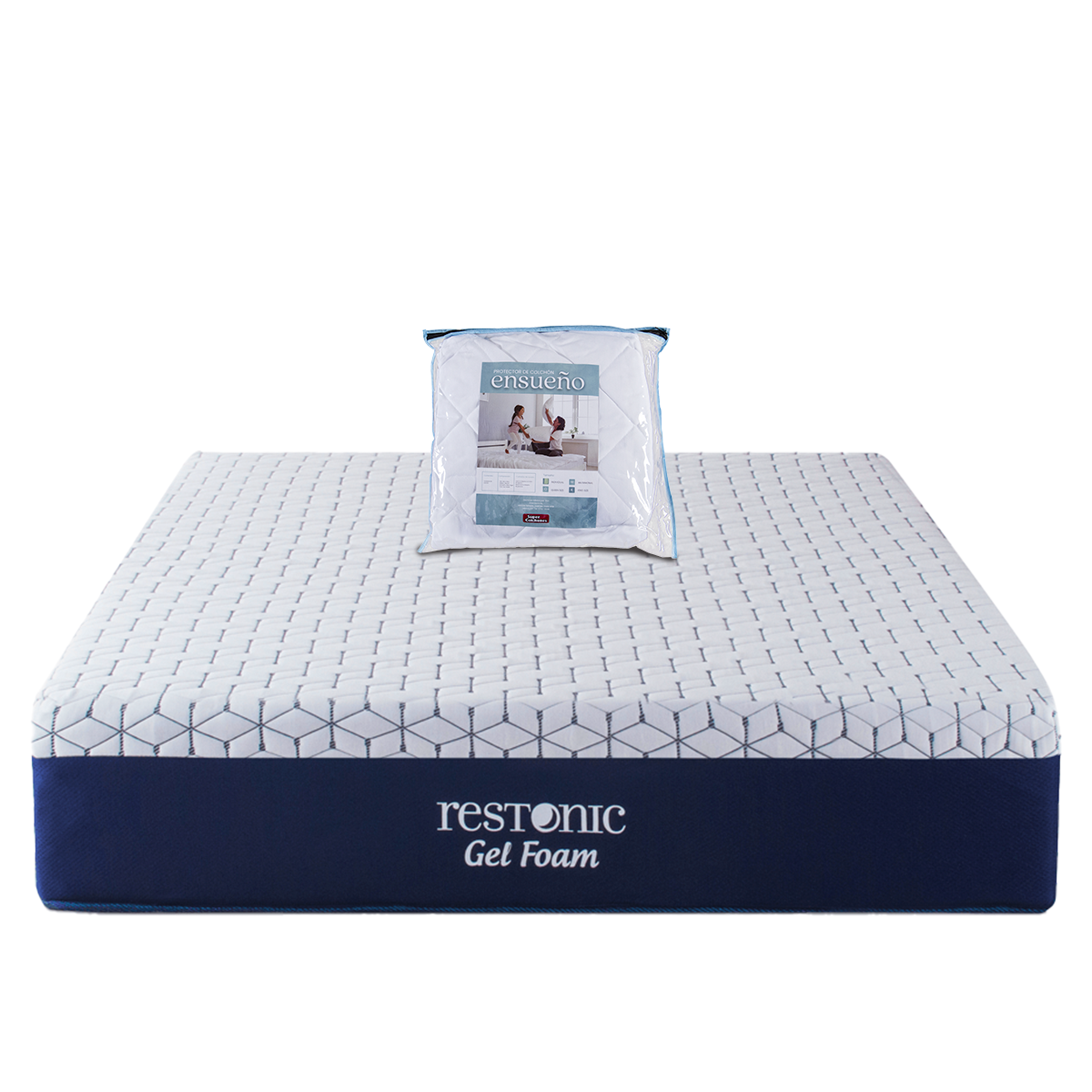 Colchón Restonic Gel Foam Individual + Protector Individual Ensueño.